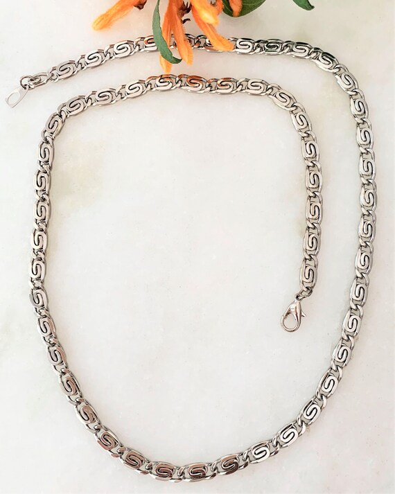 30" Silver Plated Scroll Chain Open Work Necklace… - image 3