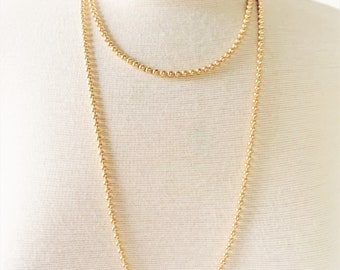 Shiny Gold Tone Ball Chain Necklace with Spring Ring Clasp - 18", 30" - Made in USA
