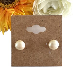 Semi Dome Simulated Cream Pearl Cabochon Stud Pierced Earrings - 2 Sizes