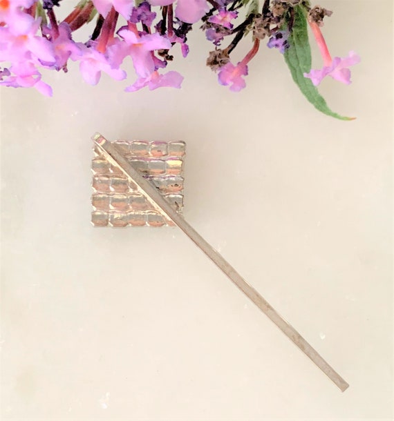 Silver Single Bobbi Pin Square Prong Set with Fac… - image 7