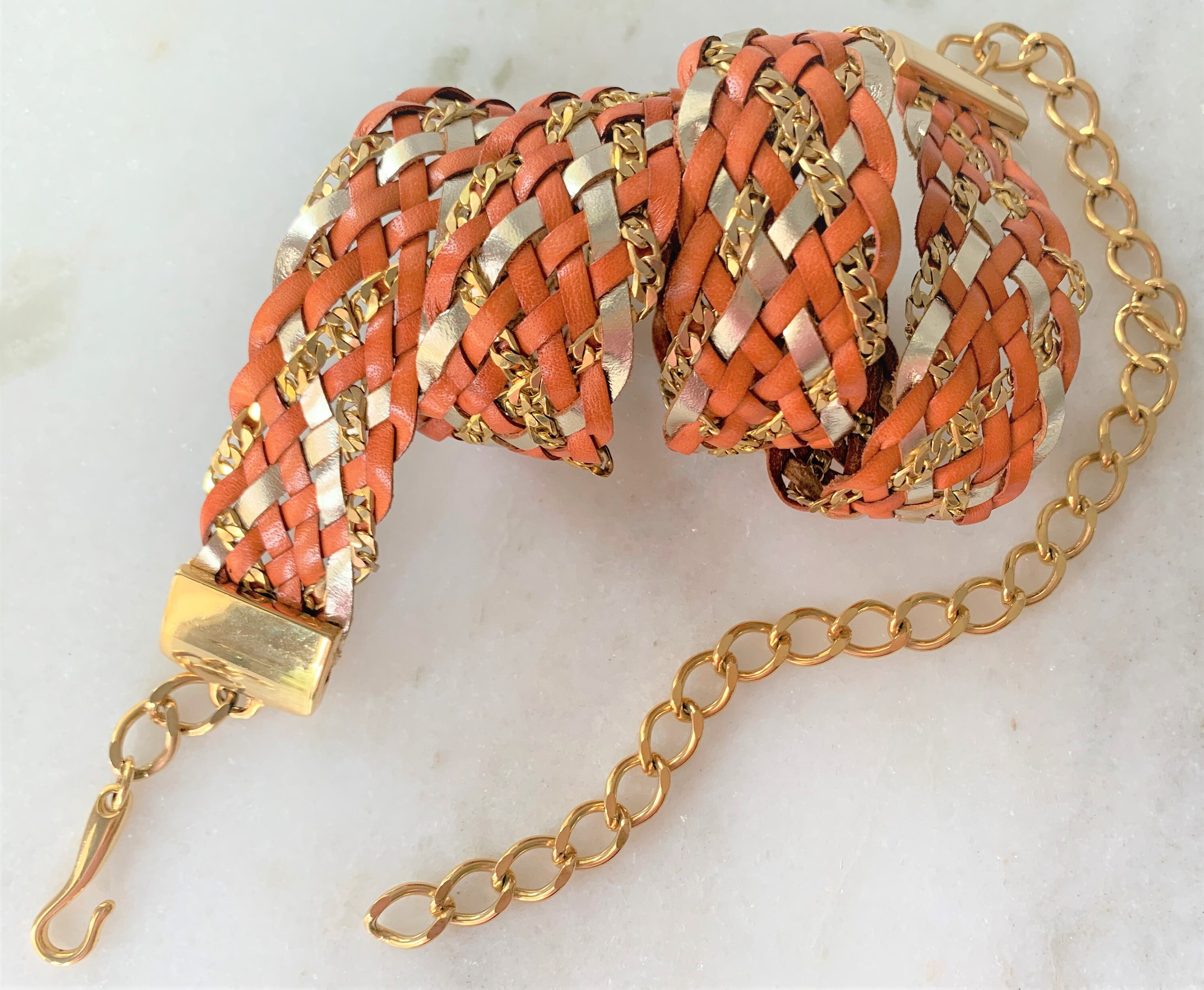 Outstanding Made in Italy Braided Leather Charm Link Belt 28059-1-email.jpg main image 3