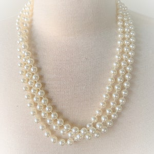 72&quot; Endless Faux Natural Pearl Color Lustre Pearl Necklace