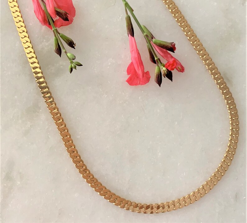 18 Polished Gold Tone Flat Link S Chain with Spring Ring Clasp Made in USA