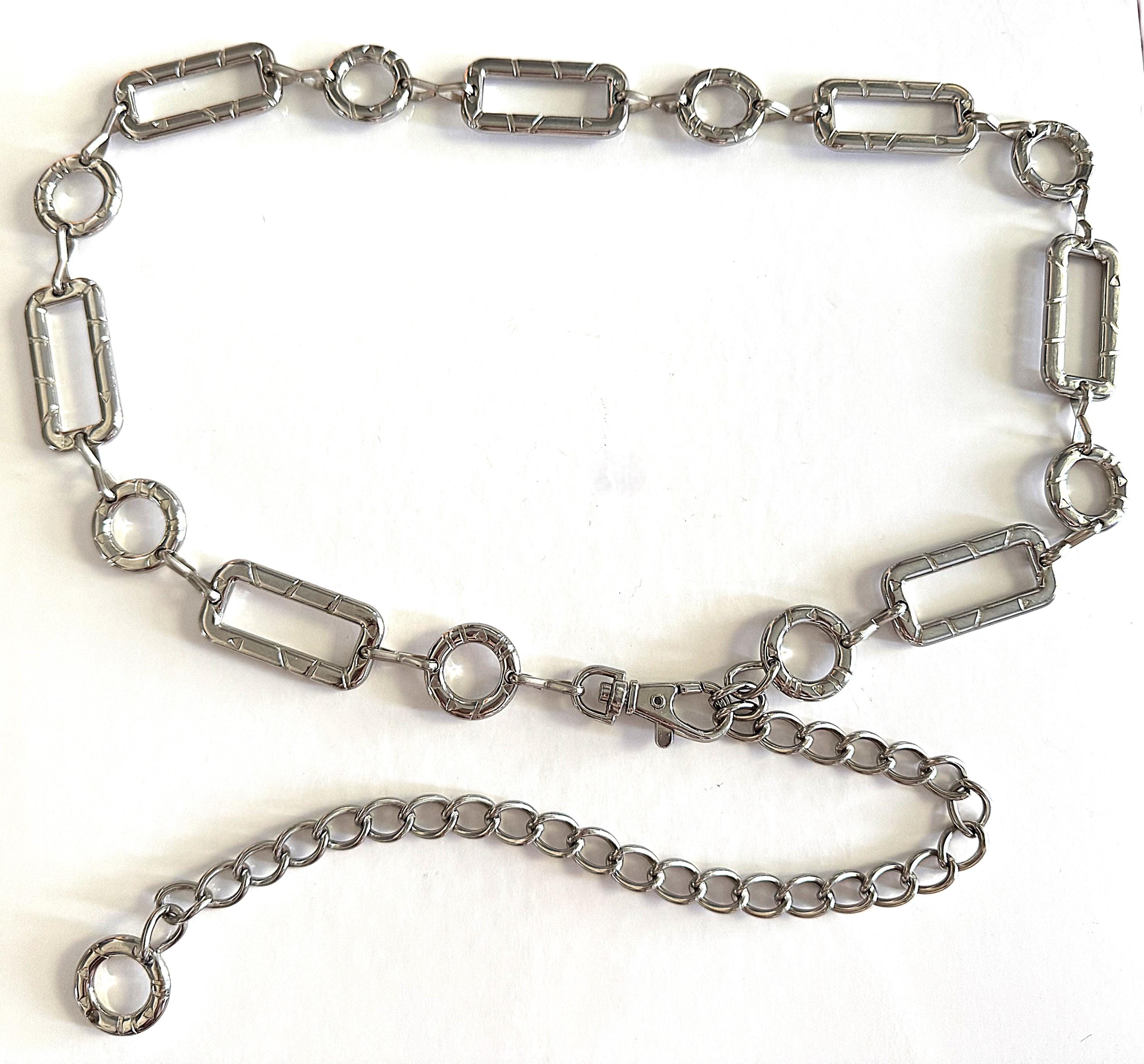 Silver Tone Metal Belt Waist Chain Geometric 40\