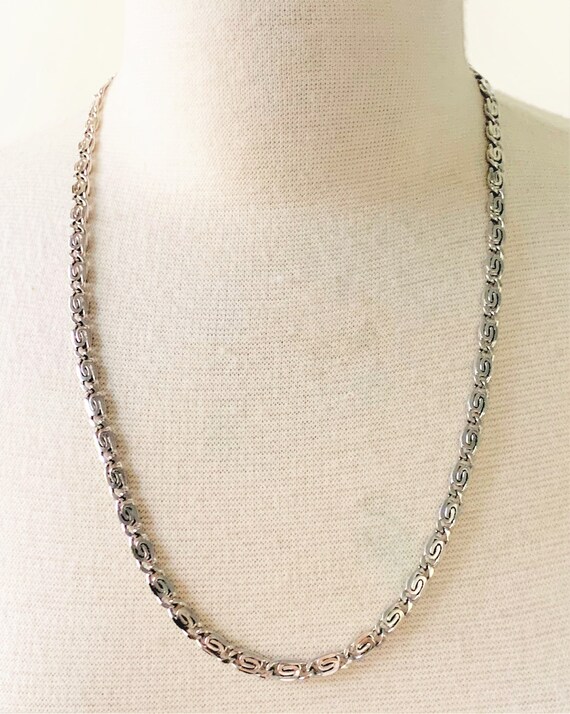 30" Silver Plated Scroll Chain Open Work Necklace… - image 9