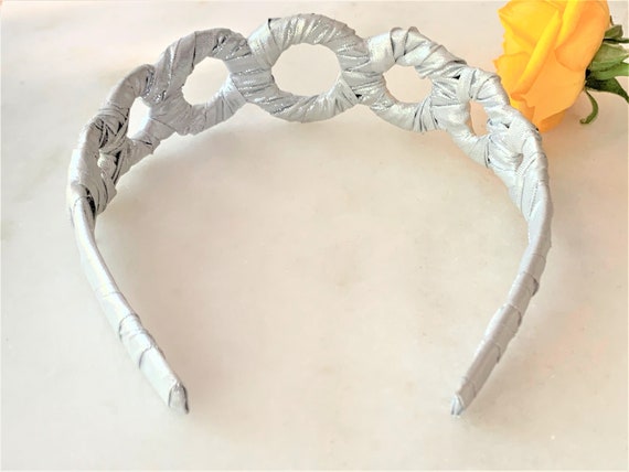 Metallic Fabric Headband - 2 Styles - Silver Circ… - image 9