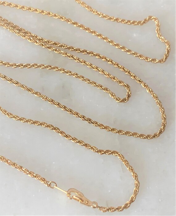 14 Karat Gold Plated 36" Rope Chain Necklace with Lob… Gem