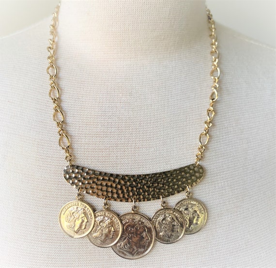 Alexander The Great Faux Coin Necklace with Hamme… - image 3