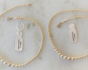 1970’s Czechoslovakia Graduated Hand Strung Imitation Pearl 15", 16" Necklace