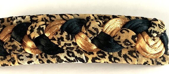 4 1/4" Chiffon Leopard Print and Black/Gold Satin… - image 6