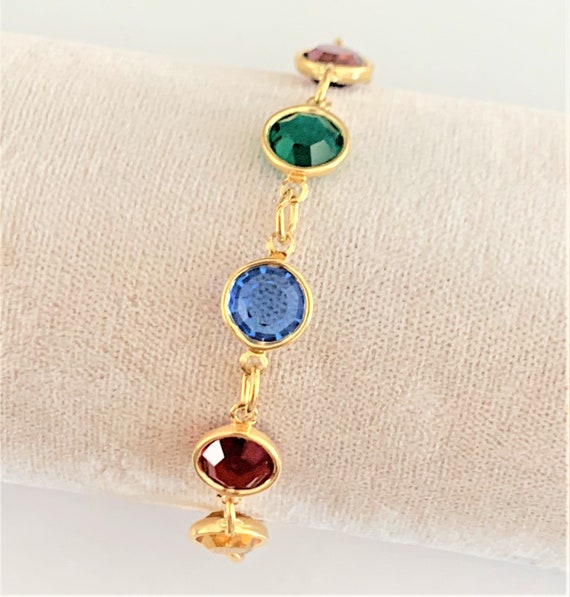 Signed Austrian Crystal Multi Colored Open Bezel … - image 2