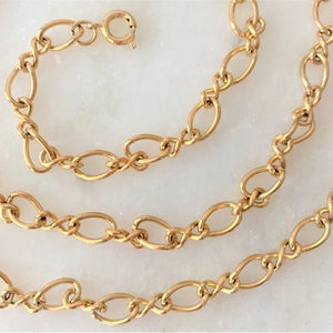 Fancy Twisted 8 Curb Chain Polished Gold Tone 30” Necklace with Spring Ring Clasp - Made in USA