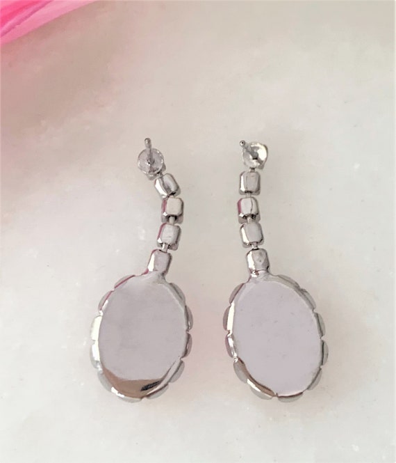 Crystal Rhinestone Drop Pierced Earrings with Pin… - image 10