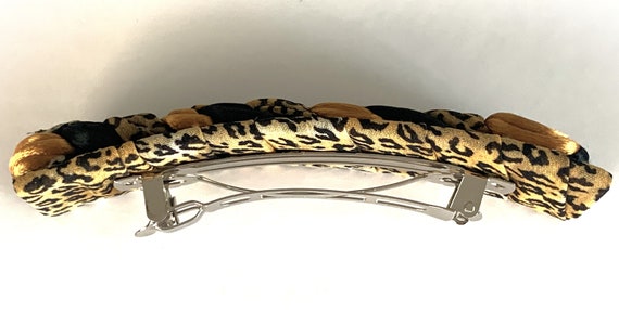 4 1/4" Chiffon Leopard Print and Black/Gold Satin… - image 3