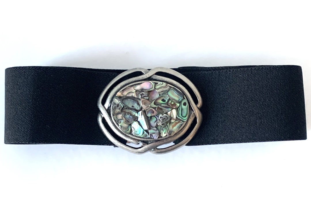 Vintage weighted, abalone mother of pearl shell, Silvertone 3”x2” belt buckle Vintage weighted, abalone mother of pearl shell, Silvertone  main image 4