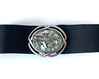 Vintage Abalone Belt Buckle Made in Mexico - Etsy display picture 2