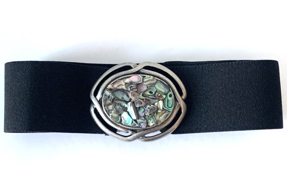 Abalone shell inlay silver tone belt buckle s-l400.jpg main image 3