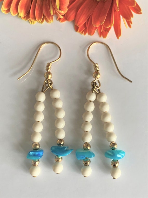 Ivory Colored Lucite & Dyed Mother of Pearl Double