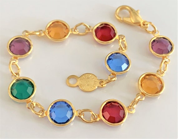 Signed Austrian Crystal Multi Colored Open Bezel … - image 8