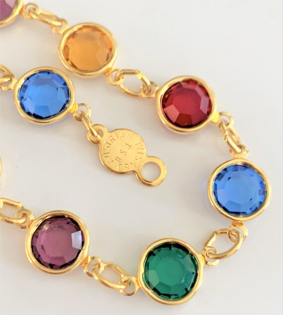 Signed Austrian Crystal Multi Colored Open Bezel … - image 4