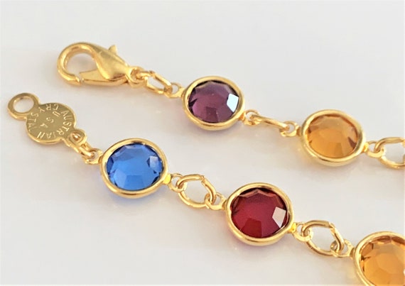 Signed Austrian Crystal Multi Colored Open Bezel … - image 6