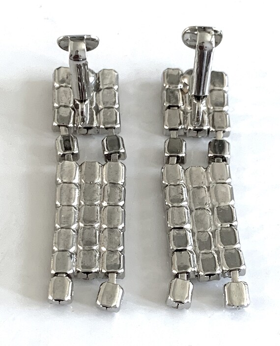 Rectangle Triple Row Diamond Rhinestone Silver 2"… - image 9
