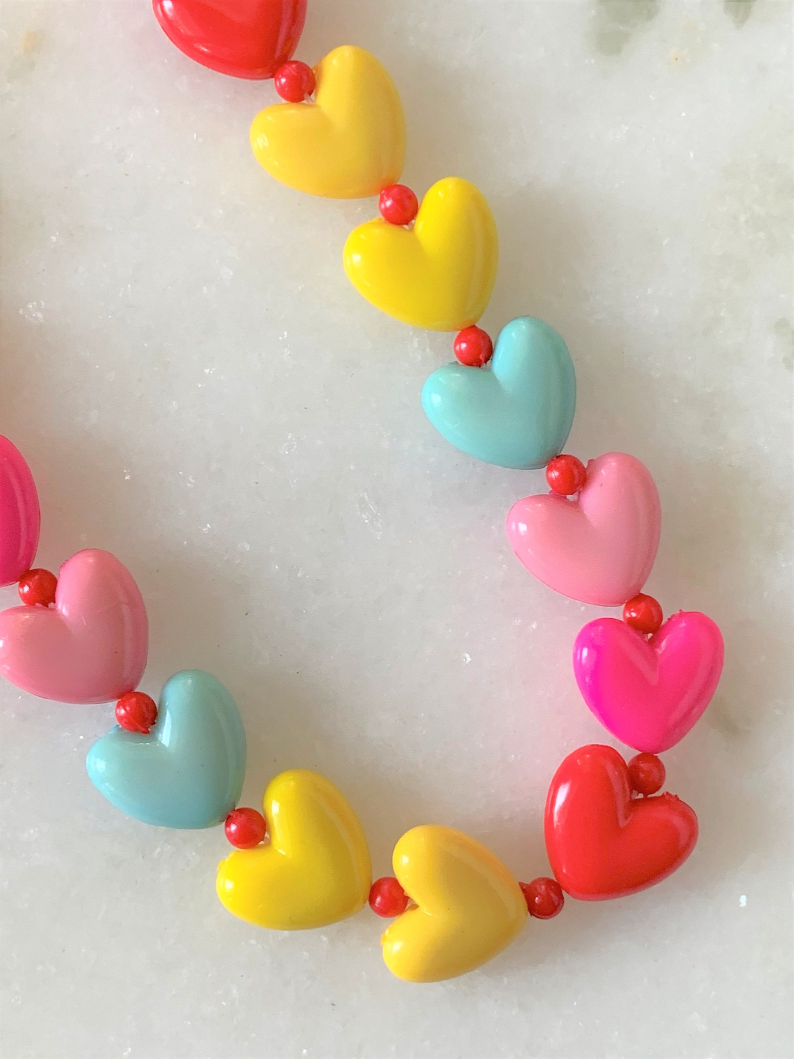 Kids 15 Brite Multi Colored Heart Necklace With Red Mini - Etsy