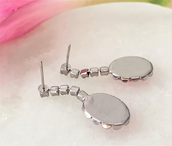 Crystal Rhinestone Drop Pierced Earrings with Pin… - image 9