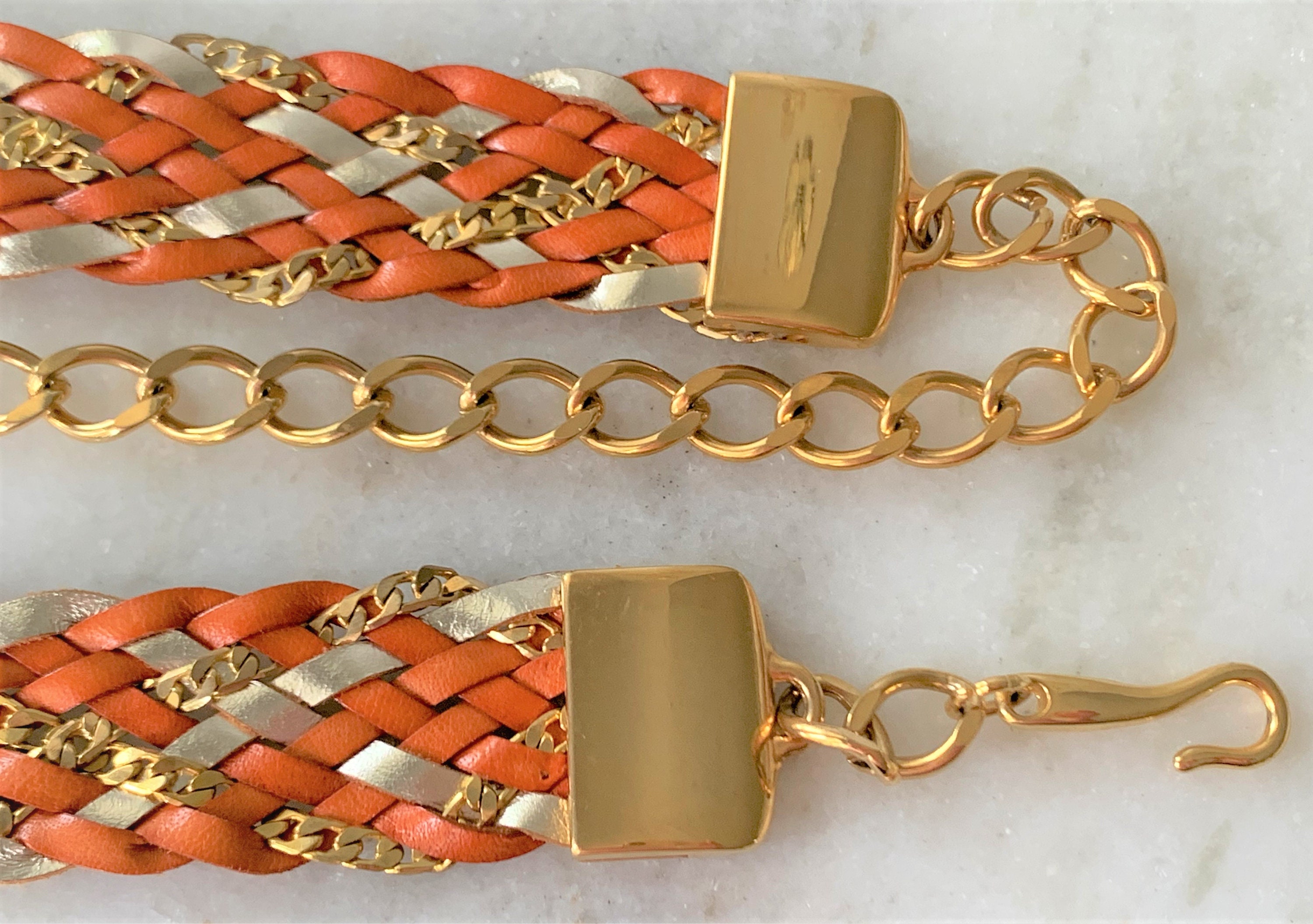 Outstanding Made in Italy Braided Leather Charm Link Belt 28059-1-email.jpg main image 2