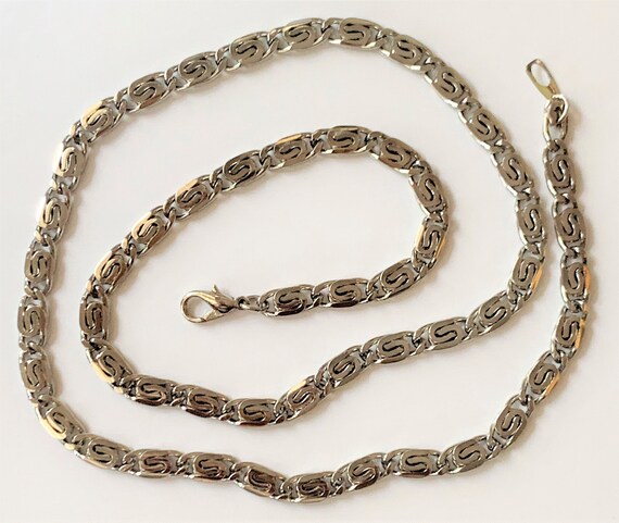30" Silver Plated Scroll Chain Open Work Necklace… - image 2