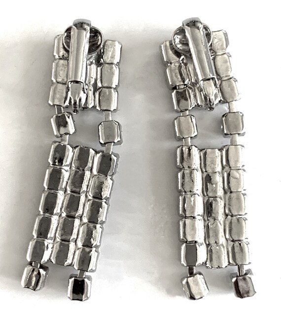 Rectangle Triple Row Diamond Rhinestone Silver 2"… - image 7