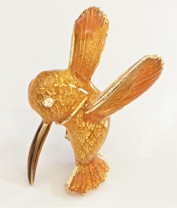 Golden Enameled Hummingbird in Flight with Facete… - image 8