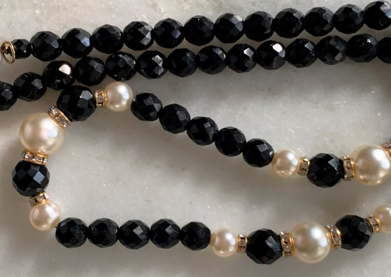 Czechoslovakian Faceted Black Bohemian Glass Neck… - image 6