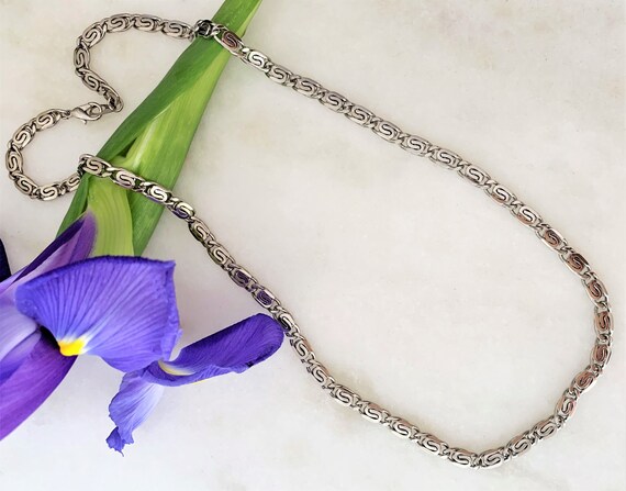 30" Silver Plated Scroll Chain Open Work Necklace… - image 6