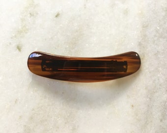 French Curved Automatic Barrette in Tortoise Shell - Made in France