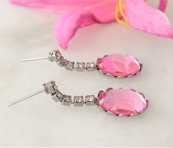 Crystal Rhinestone Drop Pierced Earrings with Pin… - image 8