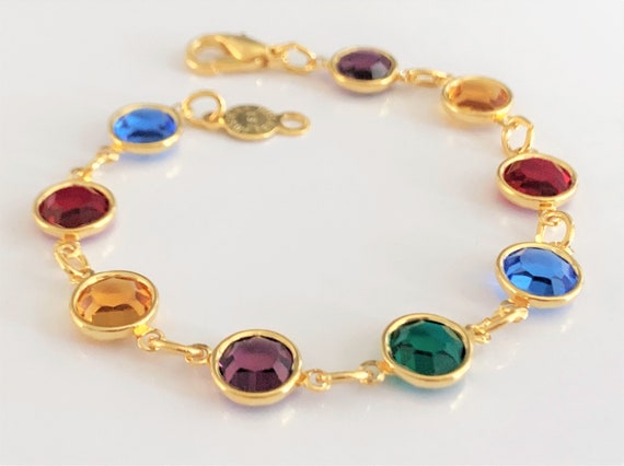 Signed Austrian Crystal Multi Colored Open Bezel … - image 1