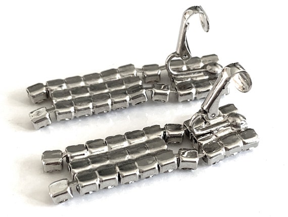 Rectangle Triple Row Diamond Rhinestone Silver 2"… - image 8