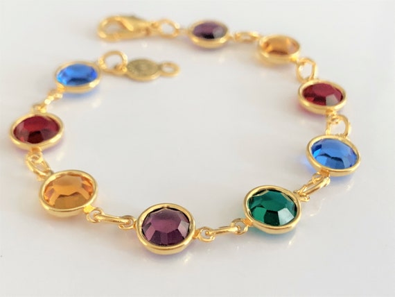 Signed Austrian Crystal Multi Colored Open Bezel … - image 5