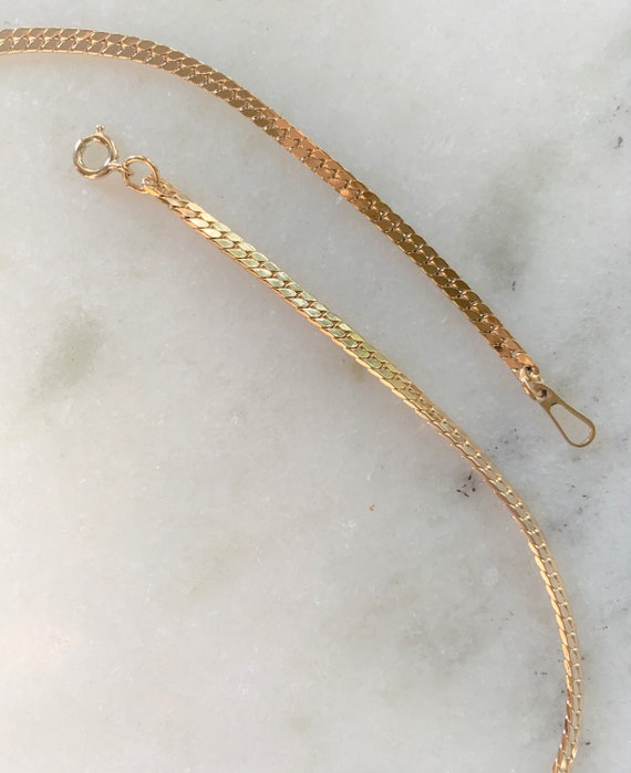 18 Polished Gold Tone Flat Link S Chain with Spring Ring Clasp Made in USA
