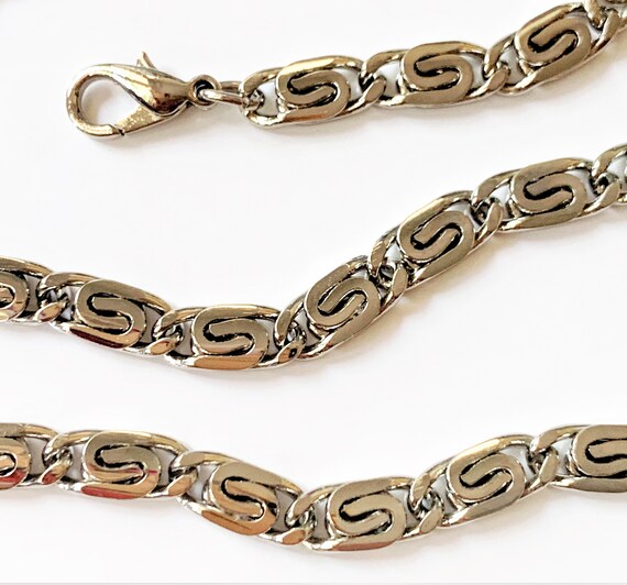 30" Silver Plated Scroll Chain Open Work Necklace… - image 7
