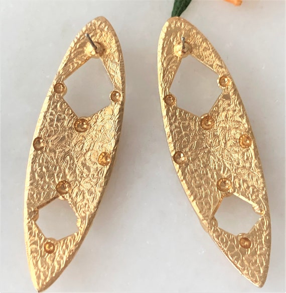 1970’s Grid Patterned Open Work Gold Tone Stick E… - image 9