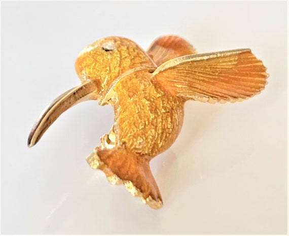 Golden Enameled Hummingbird in Flight with Facete… - image 7