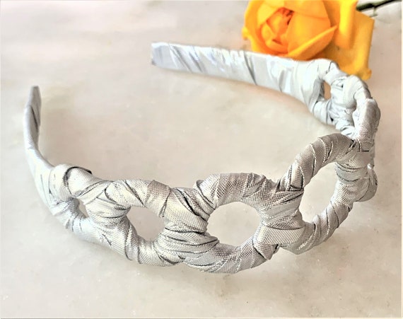 Metallic Fabric Headband - 2 Styles - Silver Circ… - image 4