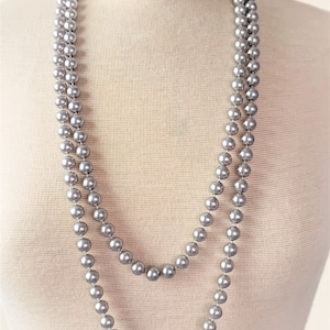 30&quot;, 36&quot; Endless Gray Luster MOT Imitation Pearl 10mm Chubby Necklace - 2 Sizes