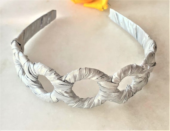 Metallic Fabric Headband - 2 Styles - Silver Circ… - image 6