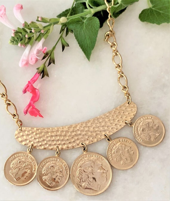 Alexander The Great Faux Coin Necklace with Hamme… - image 7