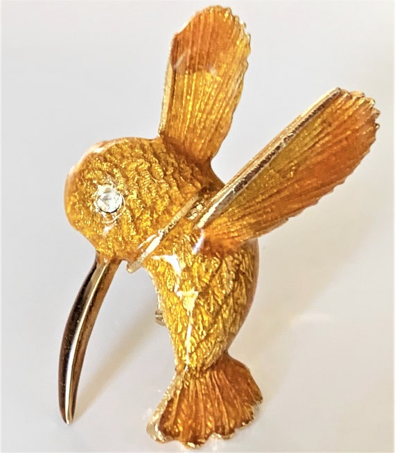 Golden Enameled Hummingbird in Flight with Facete… - image 6