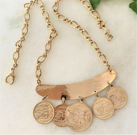 Alexander The Great Faux Coin Necklace with Hamme… - image 9