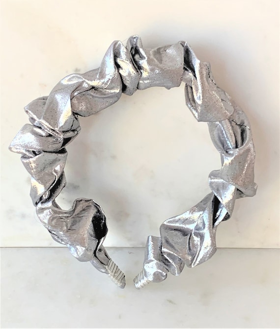 Metallic Fabric Headband - 2 Styles - Silver Circ… - image 3